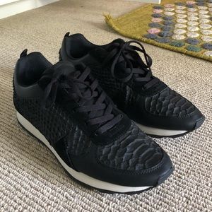 Black snake skin sneakers